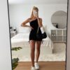 Vestido Negro Anudado fruncido - Imagen 4